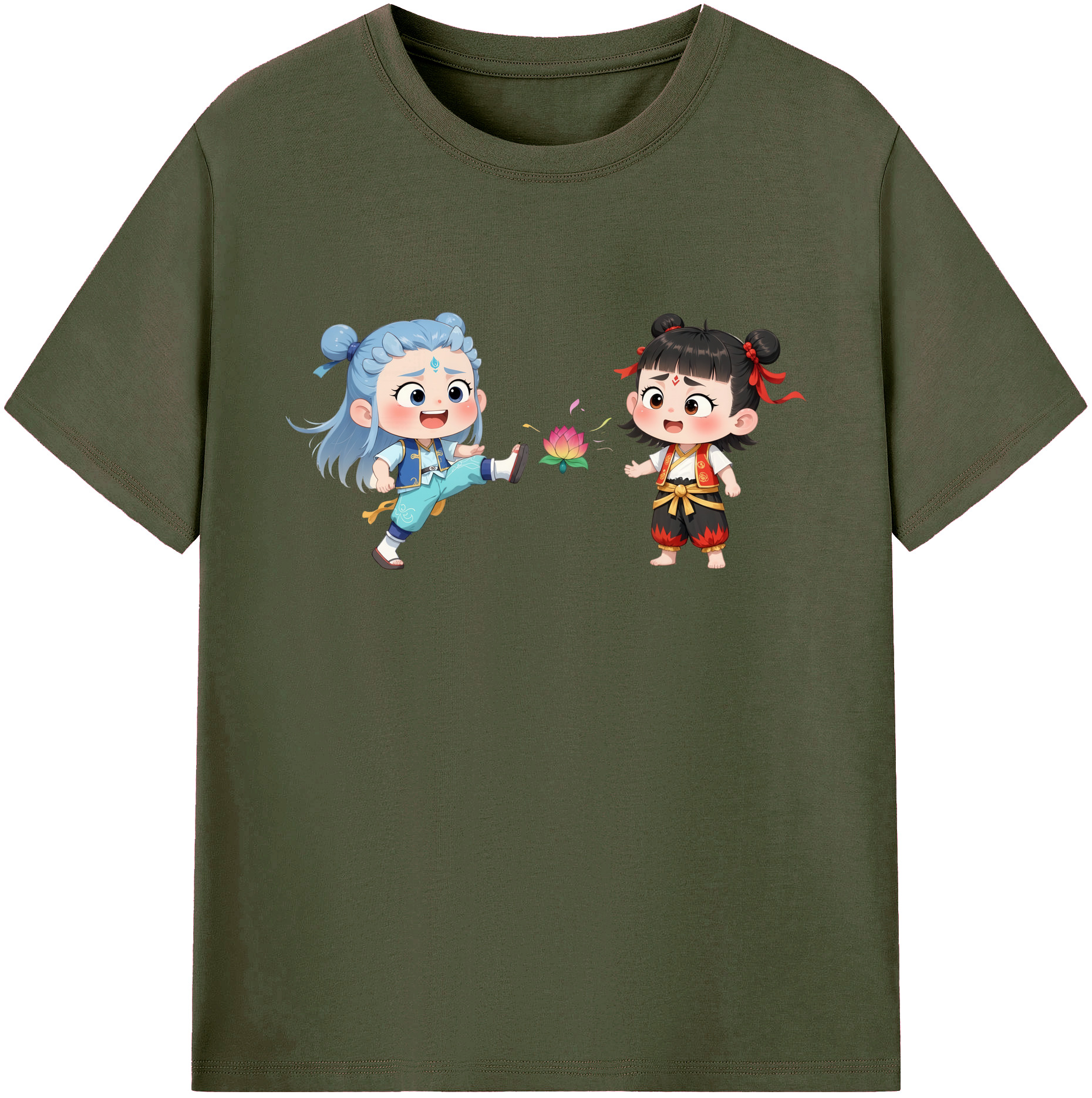 （画像用） Ne Zha 2 ナタ 魔童の大暴れ 綿100％ メンズ半袖Tシャツ｜肌触りやわらか＆通気性